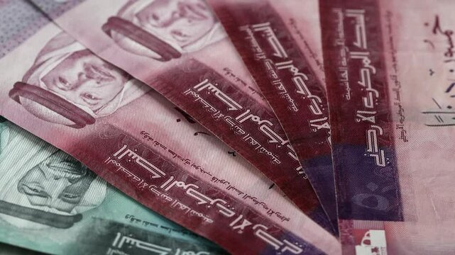 Jordan money. Jordanian dinars, banknotes rotating. Financial success symbol, business concept, close up
