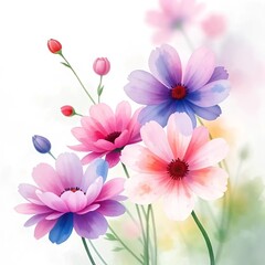 Fototapeta premium Artistic illustration. Flowers in watercolor style