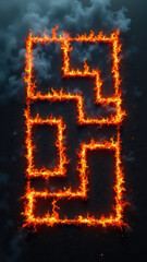 Watch duty symbol with fire effects signifying urgency and danger.