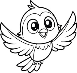 Fototapeta premium Cute Line Art Silhouette Bird Vector.