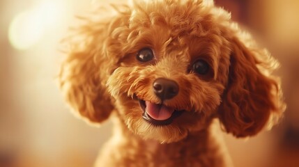 A cheerful, fluffy dog with a bright expression, showcasing its playful nature.