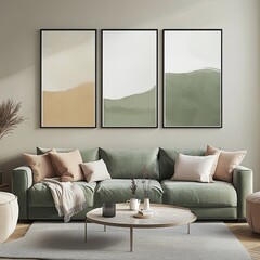 Living Room Wall Poster Mockup (ISO A Paper Size, Modern Design) 