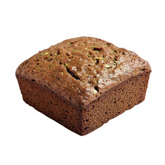 A Moist Zucchini Bread Loaf with Nuts Isolated on Transparent Background