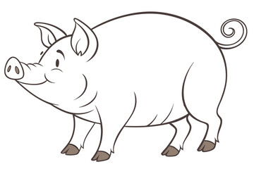 Fototapeta premium Domestic Pig Outline Vector – Simple and Clean Design