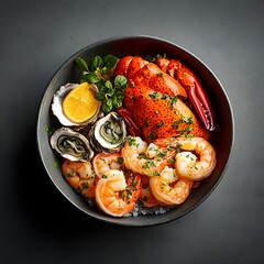 Seafood Platter: Lobster for Shrimp, Oysters.