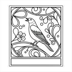 Bird Sitting on a Branch, summer bird coloring pages for kids and adults