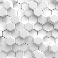 Abstract White Hexagon Pattern 3D Render,