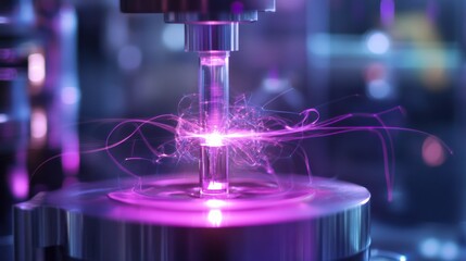 Quark plasma in a futuristic research facility. Featuring particle behavior and energy fluctuations