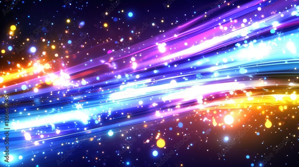 Aufkleber colorful light trails with glowing particles create a vivid abstract background for creative project
