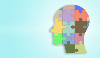 colorful puzzle pieces symbolizing the importance of mental health awareness and wellness Created...