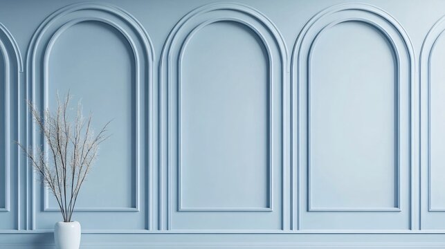 Naklejki Serene Archways: A minimalist interior with a series of elegant archways, evoking a sense of calm and architectural beauty. 