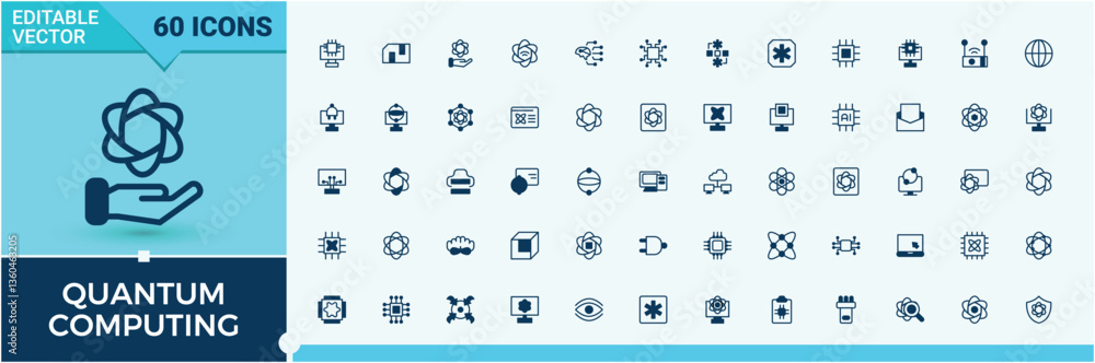 Poster quantum computing modern icon. related to computing, intelligence, computer, physics, quantum and mo