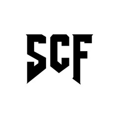 SCF letter logo design for technology company. SCF logo design black and white color combination. SCF logo, SCF vector, SCF design, SCF icon, SCF alphabet. SCF typography logo design.
