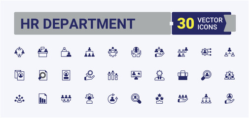 HR Department modern icon. Containing people, work, employment, man, teamwork and more. Human Resources linear icon collection. Icons for website. Vector line and solid icons. Pixel perfect.