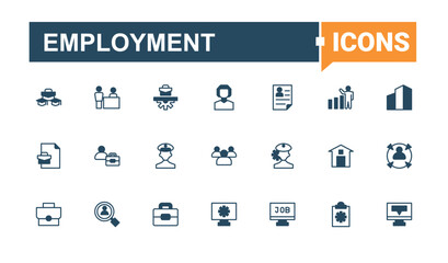 Employment line icon. Contains related to work, resource, worker, team, teamwork and more. Job icon set in linear style. Minimalist icons collection. Vector line and solid icons.