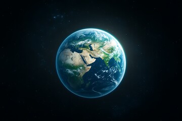 Planet earth rotating in space showing africa and asia continents