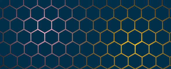 Geometric hexagonal grid pattern with a subtle gradient effect in yellow and blue on a light background, creating a modern and futuristic design