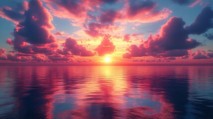 Fototapeta premium Soft clouds reflecting golden sunset high resolution hd photo