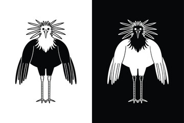 Obraz premium Secretary bird icon on White Background Vector Art Illustration on white background.