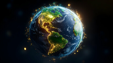 Obraz premium Glowing Earth at Night, Space Background