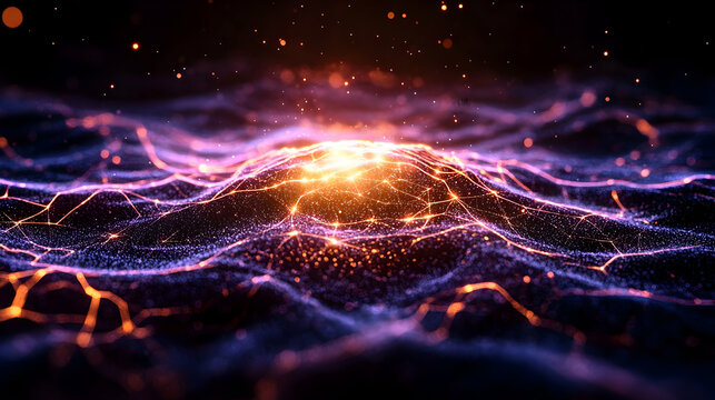 Glowing Energy Waves, Abstract Dark Background