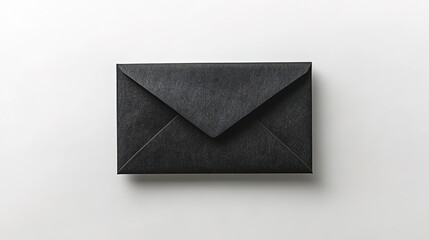 A black envelope placed on a light gray background, simple, minimalist, high - quality product render