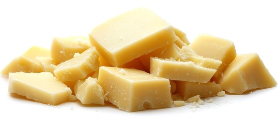 A close up image showing a pile of cubed cheese pieces