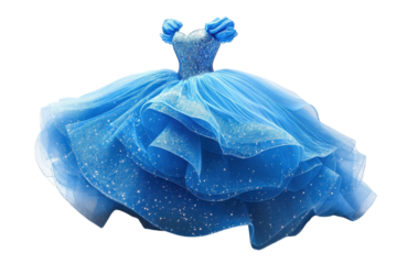 A Breathtaking Cinderella-inspired Ballgown, A Dazzling Spectacle Of Light Blue Tulle And Shimmering Glitter, Ready For A Magical Night Isolated on Transparent Background