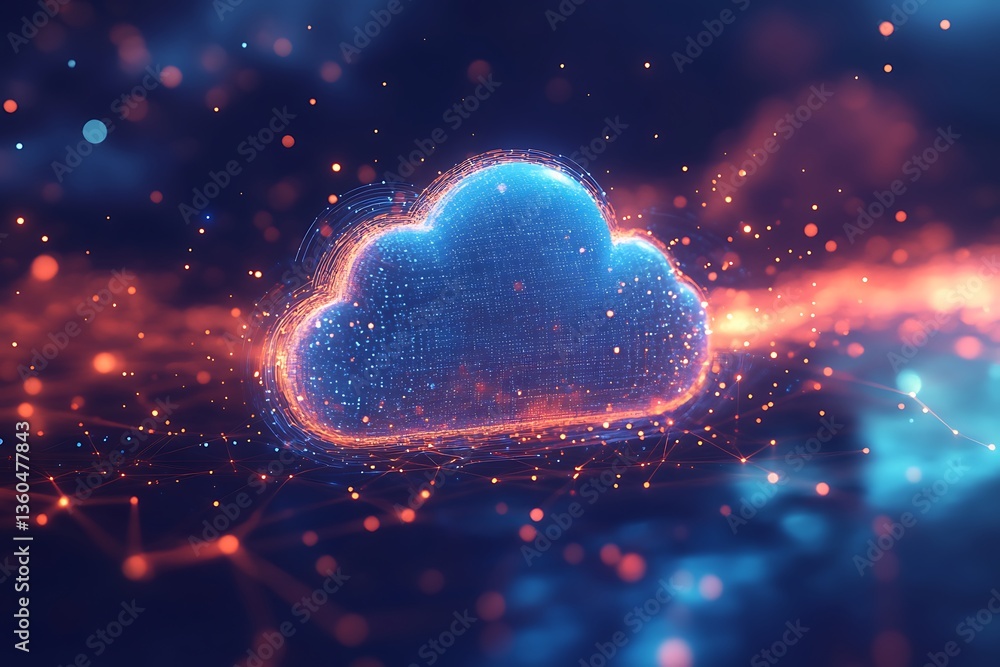 Fototapete abstract futuristic cloud computing network digital transformation data storage