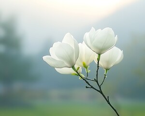 Serene White Magnolias for Misty Garden.