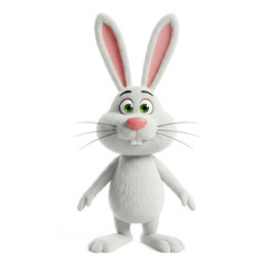Obraz premium Cartoon rabbit on white background
