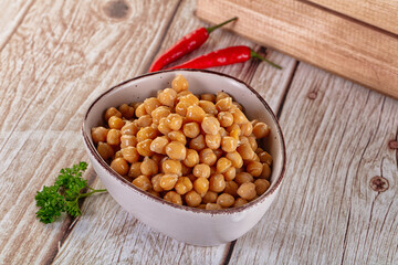 Boiled chickpea beans in the bowl