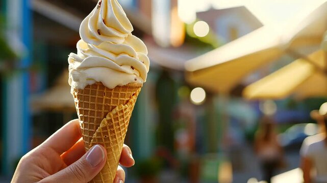Hand holding an ice cream cone