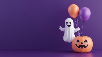 Halloween pumpkin and ghost	
