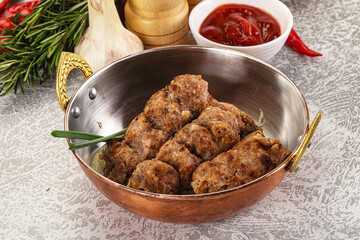 Beef kebab minced meat with onion
