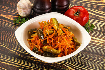 Salad with korean carrot and cucumber