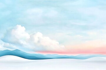 Serene Winter Landscape for Pastel Sunset.