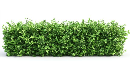 Obraz premium A row of neatly trimmed green shrubs, on a white background, high - resolution, realistic photography, simple composition