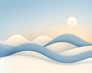 Serene Winter Landscape for Subtle Hills, Moonlit Sky.