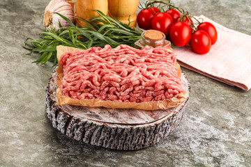 Raw uncooked red minced meat