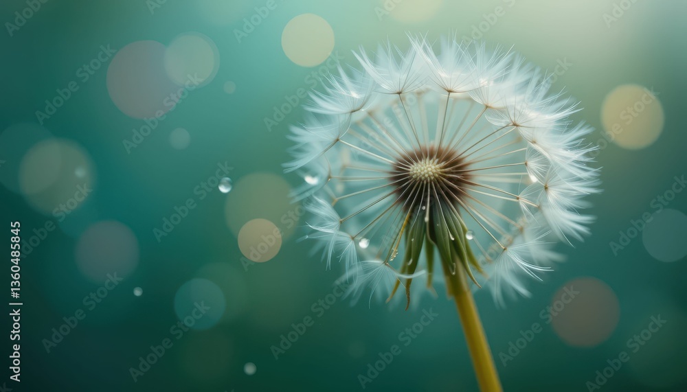Poster delicate dandelion seed head with soft focus and bokeh background