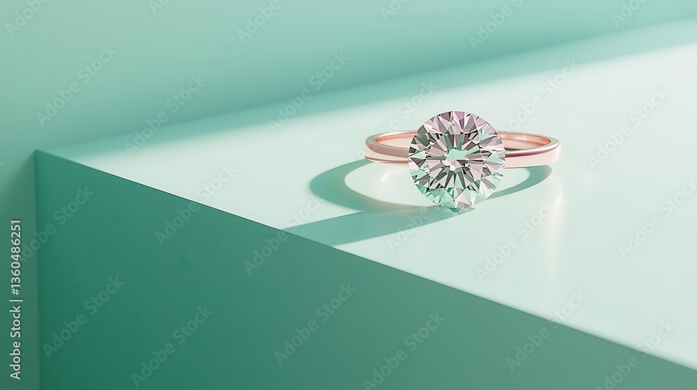 Aufkleber create a visual of a synthetic diamond ring with intricate linework, positioned on a pastel green ca