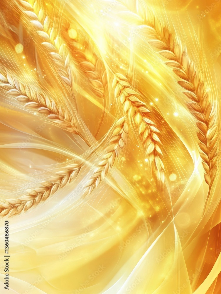Poster surreal transformation of golden wheat into glowing energy waves in a dreamy atmosphere generative a