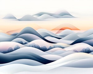 Serene Winter Sunrise for Misty Mountains.
