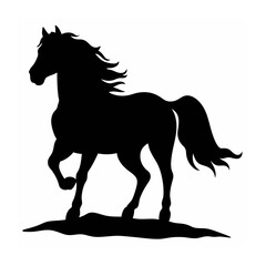 Strong Horse Silhouette – Vector Art, Majestic Stallion Icon – Powerful Horse Design, Galloping Horse Vector – Dynamic Illustration