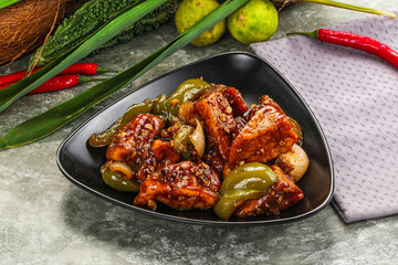 Indian cuisine - paneer with chilli