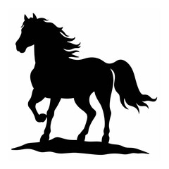 Strong Horse Silhouette – Vector Art, Majestic Stallion Icon – Powerful Horse Design, Galloping Horse Vector – Dynamic Illustration