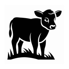 Calf Silhouette Vector – Young Cattle Illustration in Black, Calf Silhouette Vector – Farm Animal Outline, Baby Cow Illustration – Minimalist Calf Design, Young Cattle Icon – Black Silhouette  


