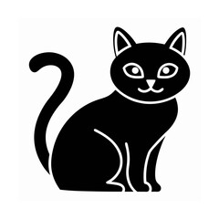 Sitting Cat Silhouette Vector – Elegant Minimalist Feline Illustration, Cat Silhouette Vector – Black Elegant Outline, Sitting Cat Illustration – Minimalist Feline Design, Graceful Cat Icon. 
