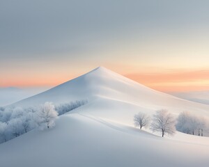 Serene Winter Sunrise for Snowy Mountain Peak.